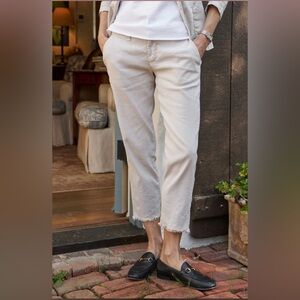 Frank & Eileen Wicklow Italian Performance Linen Cropped Chinos In Cement